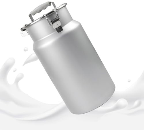 Adima Lata de leche de acero inoxidable Jarra de leche 7L/10L, Jarra de leche de metal Jarra del recipiente de almacenamiento de leche con tapa sellada de silicona y asa de transporte,10L