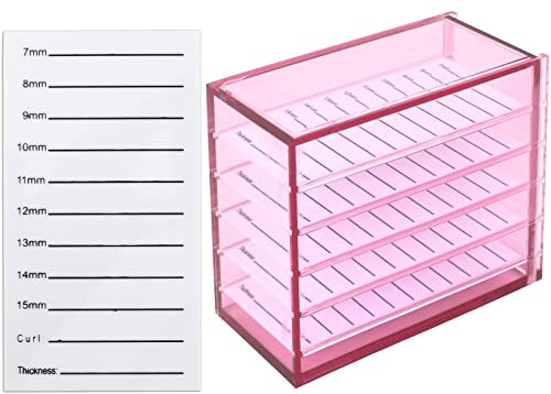 Dokeno Storage Box Ciglia, 5 Strati Scatola di Immagazzinaggio Delle Ciglia in Acrilico, Rosa Organizer Lash Pad con Scala, Supporto per Pallet per Colla per Ciglia da Innesto, 12 × 6 ×10 CM
