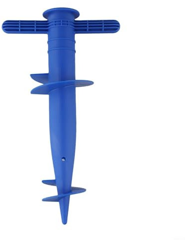Sombrilla de playa ancla de arena, base de soporte para sombrilla de playa, estaca de tornillo segura para viento fuerte con asas portátil y ligera (azul)