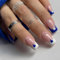 GlamRays Lot de 24 faux ongles press on nails, courts, moyens, carrés, bleu-blanc, avec accents de cœur, réutilisables, en acrylique, motif de cœur bleu