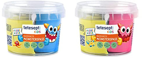 tetesept Kids Badeknete Monsterspaß – Bunte Knetmasse zum Spielen und Reinigen – Lustiger Badespaß mit Kulleraugen für Wilde Bademonster – 1 x 100 g (Packung mit 4)