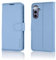 TECHGEAR Galaxy S24 FE Wallet Case, Flip Protective Phone Case Cover [RFID BLOCKING] Wallet Card Holder, Stand & Wrist Strap - Light Blue PU Leather with Magnetic Closure For Samsung Galaxy S24 FE 5G