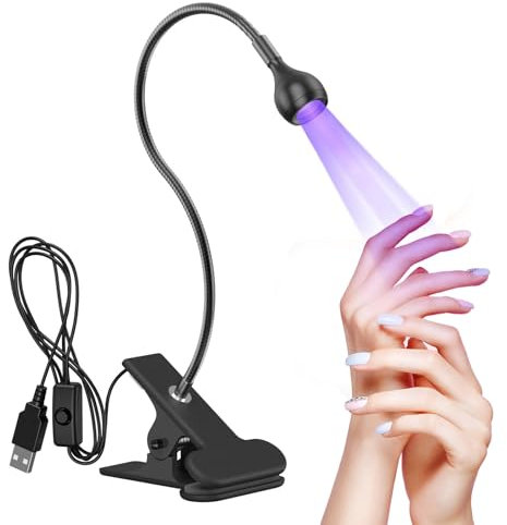 KOOSREEL 5W Lampe UV Ongles Gel, Mini Sèche Ongles Lampe UV Ongles Gel Pose Americaine Professionnel Lampe de Colle Ultraviolette avec Tête rotative à 360 degrés pour la Manucure Doigts Secs