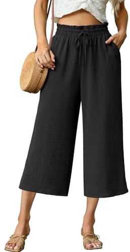 FREEOAK Women Palazzo Pants High Waist Wide Leg Summer Flowy With Pockets