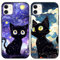 Yimctoie 2 Stück Handyhülle für iPhone 12 mini Hülle 5.4,Cute Anime Katze Sternenhimmel Aesthetic Case,Schwarz Cat Cartoon Ästhetik Starry Night Schutzhülle Silikon TPU Stoßfeste Cover