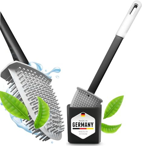 Brosse WC plate en silicone, pour salle de bain, camping-car, antibactérienne, nettoyage hygiénique, accessoire de salle de bain moderne, fabriquée en Allemagne (1)