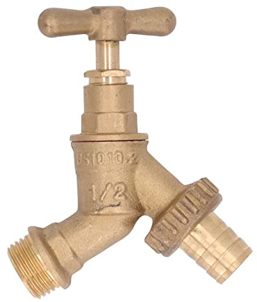 CYTGOUPER Robinet de jardin extérieur pour irrigation, sortie 1,27 cm, tuyau de 1,9 cm, robinet extérieur en laiton à travers le mur avec coude plaque murale de compression pour jardins extérieurs