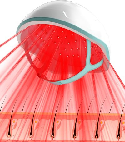 KTS Laser-Haarwuchskappe für Haarwachstum, 109 × 650 nm Laser gegen Haarausfall, kabellose Rotlicht-Kappe für die Kopfhaut mit 2 Modi und 30-Minuten-Timer für Frauen und Männer