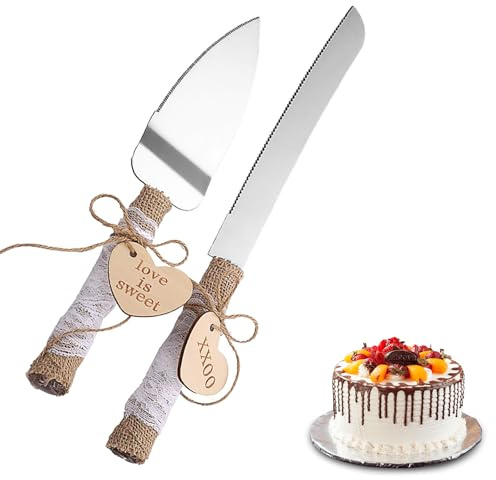 2 Pieces Crystal Grip Cake Slice and Pie Server Set, Wedding Cake Knife and Server Set, Cake Cutting Set for Wedding Gifts for Wedding, Anniversary, Engagement, Birthday Party