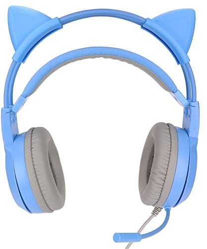 Ausla SYG25 Cat-Ear-Gaming-Headset, USB und 3,5 mm, Einstellbare Lautstärke, Stummschaltung, Blau, für PC und Konsole