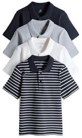 THE SET Jungen Kurzärmelige Poloshirts aus Baumwollpiqué, 4er-Pack