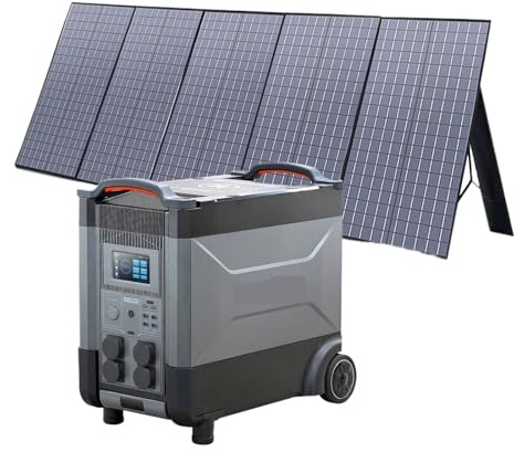 WAFOHSR Generador Solar R4000 con Panel De 400 W, 4 Salidas CA 4000 (sobretensión 6000 W), Central Eléctrica Portátil 3600 WH Ligero Y PortáTil