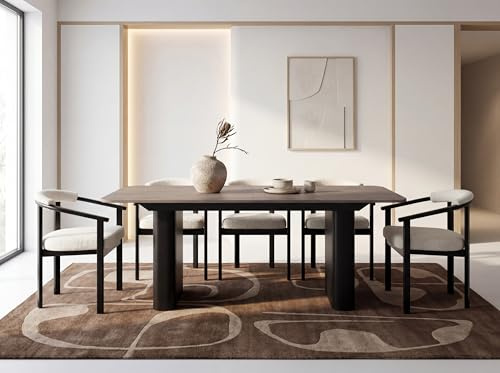 WFL GROUP Ausziehbarer Rechteckiger Esstisch – XXL Modernes Design mit Schwarzem Metallgestell – für 8-12 Personen, 180 x 90/280 cm – Eiche Braun