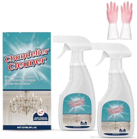 Kronleuchter-Reinigungs- und Pflegespray, 8 Fl Oz Kronleuchter-Reiniger, Tropf- und Trockenspray, kein Abwischen, schneller Staub- und Schmutzentferner, streifenfreier Glanz (2pcs)