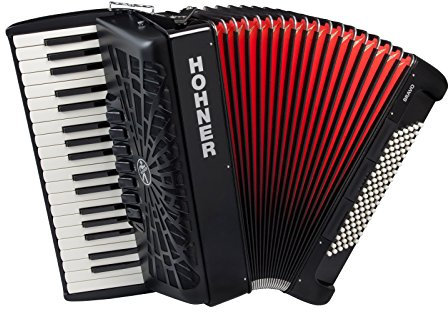 Hohner Bravo Line Facelift III Chromatisches Piano-Akkordeon mit Tasche 96 Bass Schwarz
