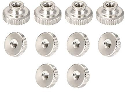 sourcing map Knurled Thumb Nuts, 10Pcs M3x0.5mm Iron Round Knobs Fasteners for 3D Printer Parts, Silver Tone