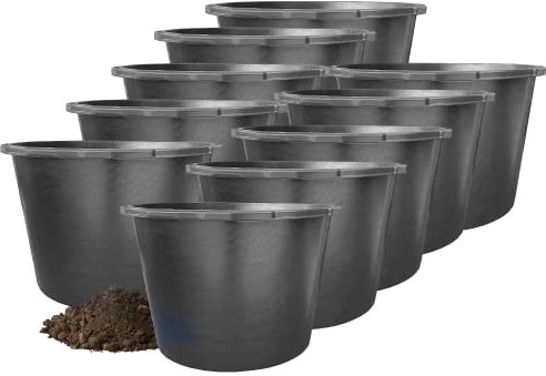 Hossi's Wholesale 10x Mörtelkübel 90l aus Kunststoff, stabile Maurerkübel, Baueimer für Baustelle und Garten
