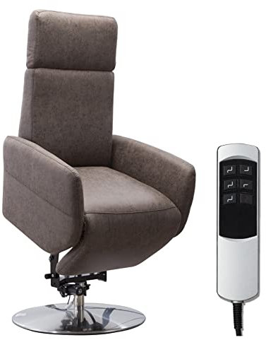 Cavadore TV-Sessel Cobra / Fernsehsessel mit 2 E-Motoren, Akku und Aufstehhilfe / Relaxfunktion, Liegefunktion / Ergonomie L / 71 x 112 x 82 / Lederoptik Dunkelbraun