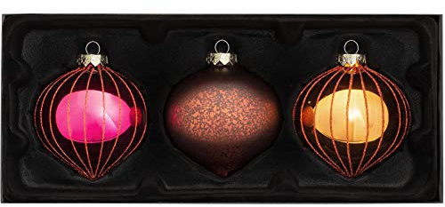 WeRChristmas Christbaumkugeln aus Glas, Kupfer, 3-teilig