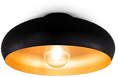 B.K.Licht - Deckenlampe E27 Fassung, max. 60 Watt, Vintage, Deckenleuchte, Lampe, Wohnzimmerlampe, Schlafzimmerlampe, Küchenlampe, Deckenbeleuchtung, Retro, 39,5x17,5 cm, Schwarz-Gold