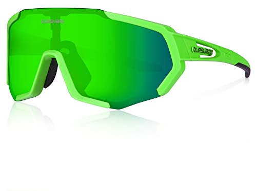 Queshark Sportbrillen Fahrrad Brillen Damen Herren Polarisierte UV400 Schutz mit 3 Wechselgläser Radbrillen für Outdoor-Sport Radfahren Motorradfahren Laufen Angeln Golf