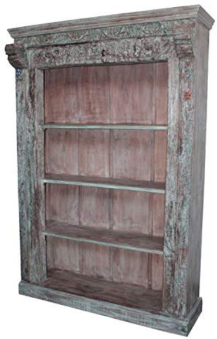 Regal aus Mango Massiv Holz Muster 003 Vintage Braun 208cm hoch für Diele oder Schlafzimmer | Standregal ohne bohren für Badezimmer | Raumteiler Wandregal für Bücher CD DVD im Wohnzimmer