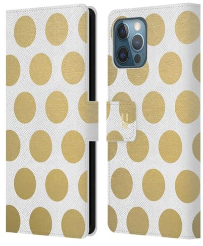 Head Case Designs Dots Grand As Gold Leather Wallet Case Compatible With Apple iPhone 12 Pro Max