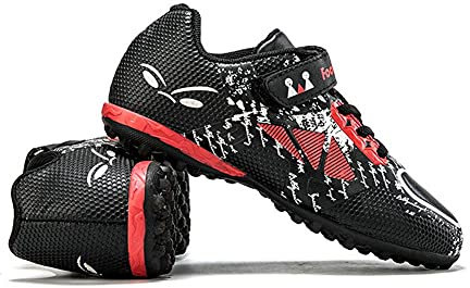 YisiNP Botas de fútbol para niños, unisex, ligeras, antideslizantes, para verano, para césped artificial, tallas 28-39, rojo, 37 EU