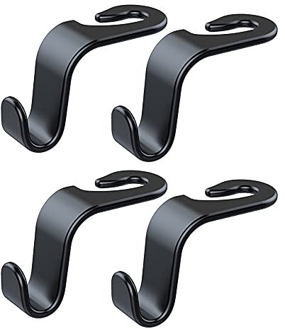 Wislter 4 Pack Car Seat Headrest Hook Car Purse Hook for All Vehicle Car Handbag Clothes Coats Grocery Bags, Black