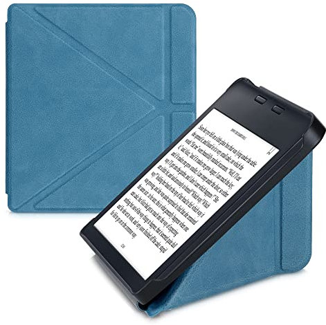 kwmobile Custodia Pieghevole Origami Compatibile con Kobo Libra 2 Cover - Cover Magnetica Pelle PU eReader con Stand - petrolio