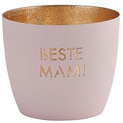 Gift Company [MM [W] Madras, Windlicht, M, Beste Mami, pastellrosa/Gold