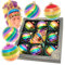 Krebs Glas Lauscha - Weihnachtsdekoration/Christbaumschmuck aus Glas - Weihnachtskugeln Bright & Colorful Xmas Indianer- 9 Stück - Größe: 8 cm + GRATIS 3er Set Sticker