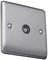 Caradok Isolated coaxial socket, single outlet Brushed Chrome, Metal Switch, Grey Insert