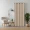 tinycurtains, Türvorhang mit Vorhangstange & Magneten zum Abdichten, einfache Montage ohne Bohren in 1 Min (195 x 150 cm beige + Stange Silber 70–120 cm + 6 Magnete)