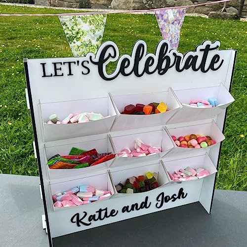 Wooden Sweet Bar Stand, Personalised Treat Wall, Pick n Mix Display, Birthday Party Table Centrepiece, Wedding Candy Bar Stand, Kids Party Sweet Stand (Font 1)