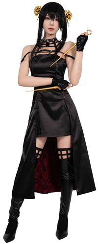 OSIAS Spy Family Yor Cosplay Outfit Yor Forger Yor Briar Thorn Princess Kostüm Kleid (XL)