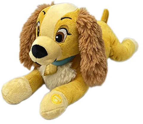 Peluche Lilly, Disney, Lilly e il Vagabondo, pupazzo con suono, 50 cm, cane sdraiato, marrone