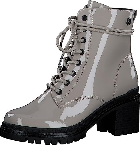 s.Oliver Damen Stiefeletten zum Schnüren mit Blockabsatz Vegan, Braun (Taupe Patent), 39 EU
