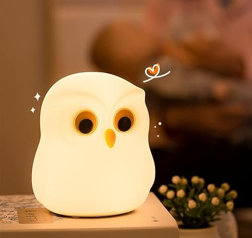 Cute Owl Night Light for Kids,USB Rechargeable Animal Lamps,Multi-Color Room Decoration,Creative Feeding Light at Night LED Color Changing Soft Silicone ABS+PC Material Bedside Lamp Birthday Gifts