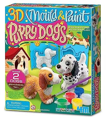 4M Mould & Paint - Puppy Dogs, Plaster Cast, Design and Paint 3D Puppies, Arts and Craft Painting Kit for Boys and Girls Ages 5 and Up