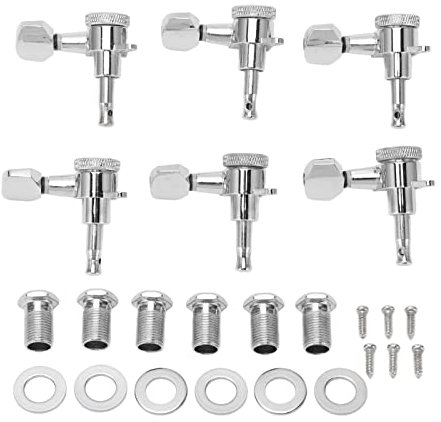 Locking Tuner, Guitar Tuner, Gitarren-Tuner, 1:18 Locking Sealed E-Gitarren-Tuner Professionelle 6 Ersatz-Sets mit Bass-Unterlegscheibe (6L)