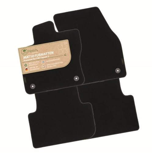 MAT10 Green Edition – Auto-Fußmatten passend für VW Tiguan 2 (BJ 04/2016-01/2024, Typ AD1) | nachhaltiges Velours | Automatten-Set, 4-teilig | Made in Germany, Erstausrüsterqualität
