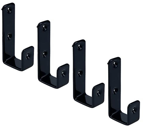 Coshar 4Pcs Heavy Duty Hook Bracket Coated Stainless Steel J Hooks 1-Inch Inner Bunk Bed Ladder Hook Hardware for Bed Decor, Garage Storage, Cable Tool Organization - Black