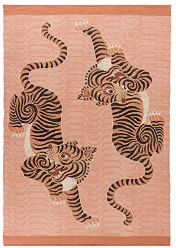 Möbel. Tibetischer Tiger Exotischer Innen-/Außenteppich, Coral