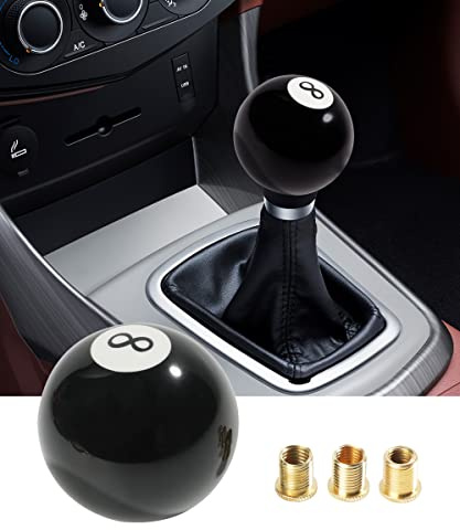 ESEWALAS 8 Ball Billard Round Manual Gear Shift Lever Shift Knob with 3 Adapters, Universal Gear Shift Stick Shifter Knob Lever Cover 4 5 6 Speed, Fit for Manual Car M 8 x 1,25, M 10 x 1,25, M 10 *1,5