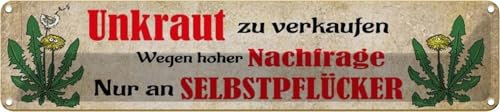 vianmo Blechschild 46x10cm Unkraut Verkaufen Nur An Selbstpflücker Deko Geschenk Metall Schild