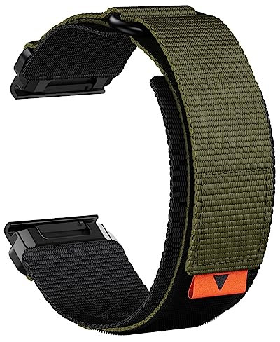 YOOSIDE QuickFit 22mm Verbessert Nylon Armband für Garmin Fenix 8 / Tactix 8 / epix Pro (47mm), Schleife Weave Nylon Gurtband Handgelenkbänder für Instinct 3 45mm, Fenix 7/6/5 (Grün)