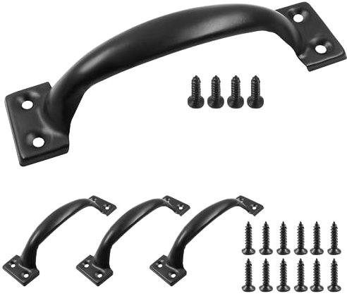 Waziaqoc 4 maniglie nere per porta del garage, lunghezza 12,7 cm, in metallo, stile rustico, stile vintage, per armadi, cassetti e guardaroba