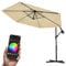 Swing & Harmonie Luxus LED Sonnenschirm mit RGB Beleuchtung inkl. Fernbedienung, APP Steuerung, Ampelschirm, Garten Schirm (Creme, 350cm)