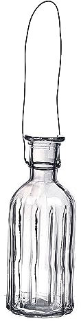 INNA-Glas Flasche ANANKE mit Rillen, Glas, Henkel, klar, 19 cm, Ø 7,4 cm - Deko Glasflasche